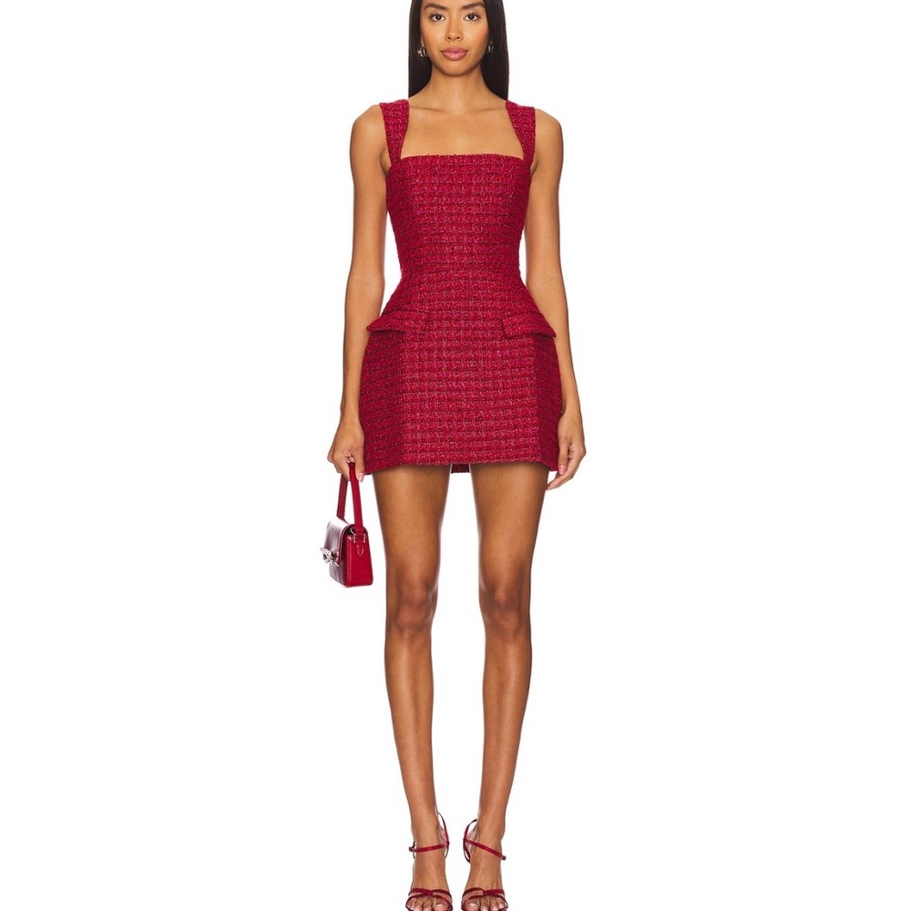 Amanda Uprichard Red Tweed Mini Skort Romper Dress